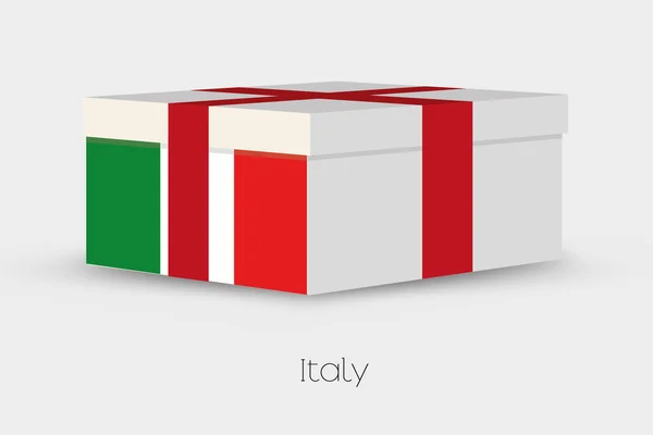 Caja de regalo con la bandera de Italia — Vector de stock