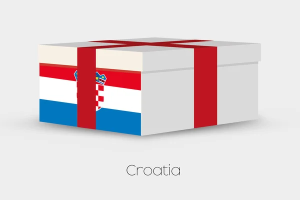 Caja de regalo con la bandera de Croacia — Vector de stock