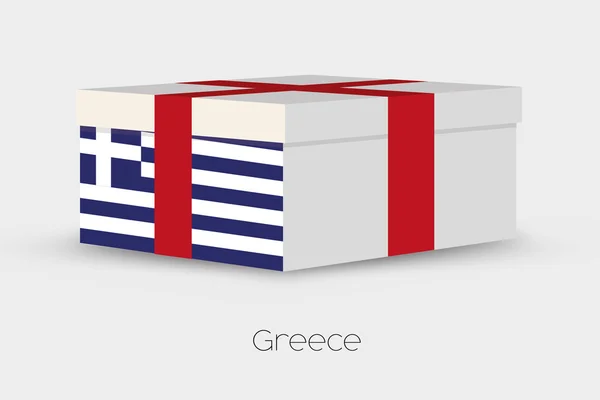 Подарочная коробка с флагом Греции — стоковый вектор