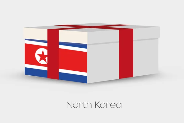 Caja de regalo con la bandera de Corea del Norte — Vector de stock