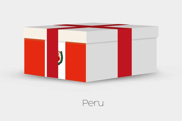 Kotak hadiah dengan bendera Peru - Stok Vektor