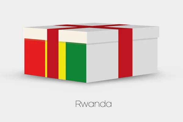 Caja de regalo con la bandera de Rawanda — Vector de stock