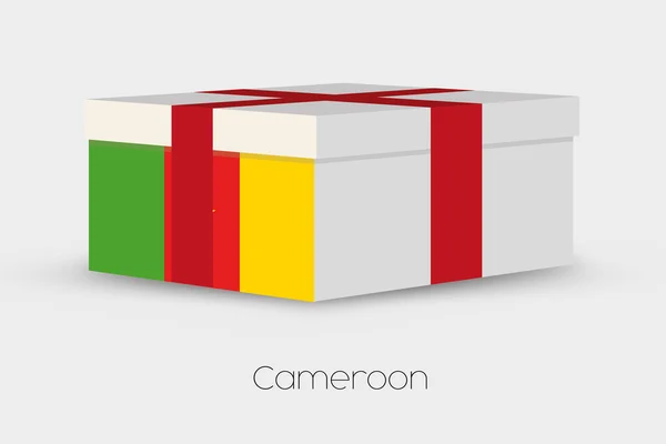 Confezione regalo con la bandiera di Camerun — Vettoriale Stock