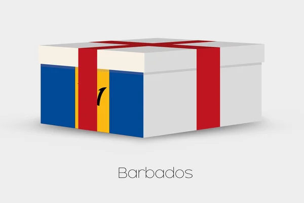 Caja de regalo con la bandera de Barbados — Vector de stock