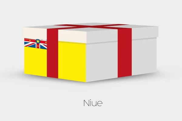 Caja de regalo con la bandera de Niue — Vector de stock