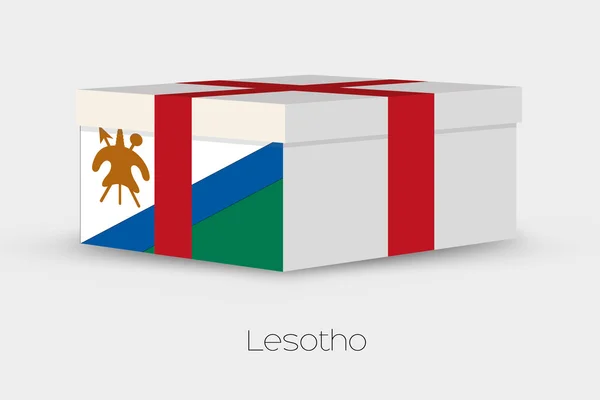 Coffret cadeau avec le drapeau du Lesotho — Image vectorielle