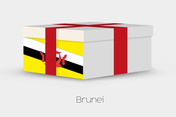 Caja de regalo con la bandera de Brunei — Vector de stock