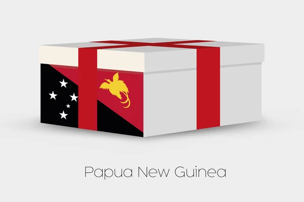 Confezione regalo con la bandiera di Papua Nuova Guinea — Vettoriale Stock