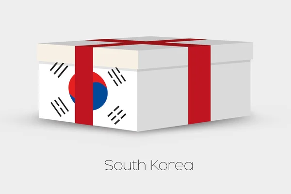 Caja de regalo con la bandera de Corea del Sur — Vector de stock