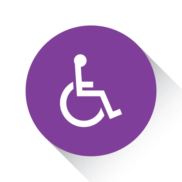 흰색 배경-휠체어에 고립 된 보라색 아이콘 — 스톡 벡터