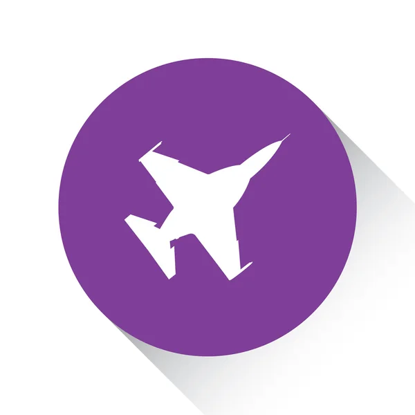 Fialové ikona izolovaných na bílém pozadí - stíhací letoun — Stockový vektor