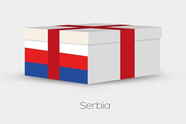 Caja de regalo con la bandera de Serbia — Vector de stock