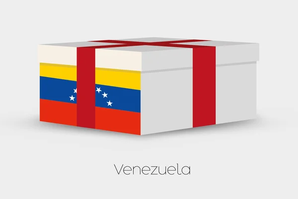 Caja de regalo con la bandera de Venezuela — Vector de stock