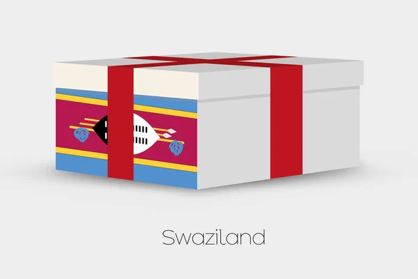Caja de regalo con la bandera de Swazilandia — Vector de stock