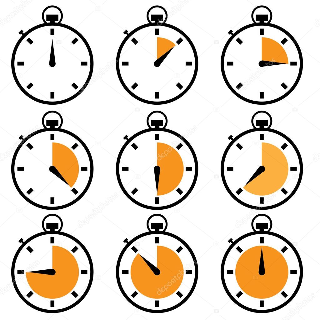 Illustrated stopwatch icons set