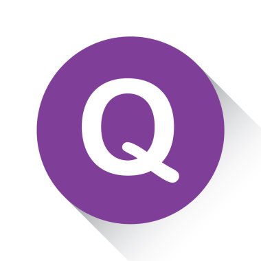 Beyaz bir arka plan üzerinde - Q izole mor simgesi