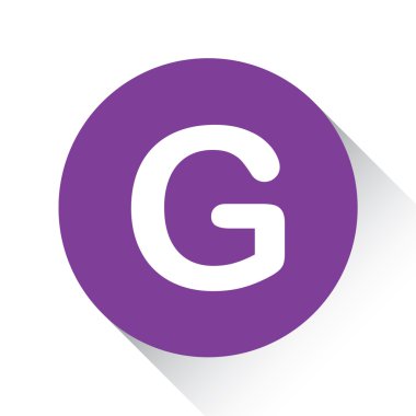 Beyaz bir arka plan üzerinde - G izole mor simgesi