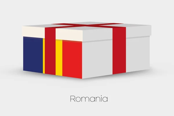 Confezione regalo con la bandiera di Romania — Vettoriale Stock