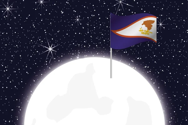 Ilustración de la Luna con la bandera de Samoa Americana — Foto de Stock