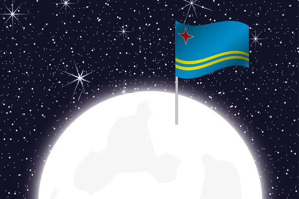 Ilustración de la Luna con la Bandera de Aruba — Foto de Stock