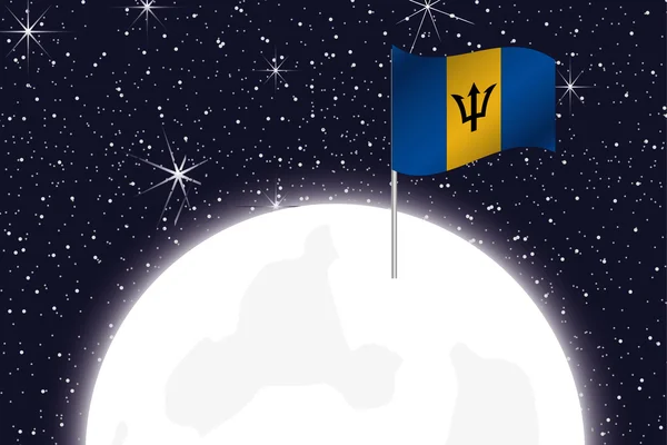 Moon Illustration with the Flag of Barbados — Stockfoto