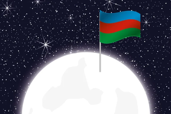 Ilustración de la luna con la bandera de Azerbaiyán —  Fotos de Stock