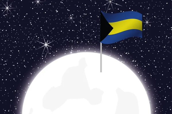 Moon Illustration with the Flag of Bahamas — Stockfoto