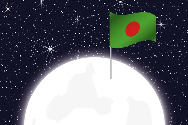 Ilustración de la Luna con la Bandera de Bangladesh —  Fotos de Stock