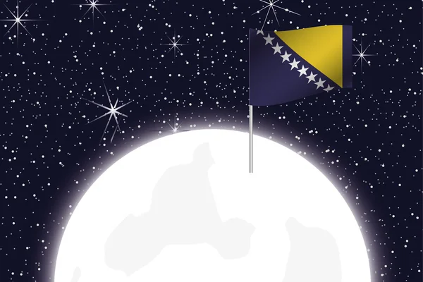 Moon Illustration with the Flag of Bosnia — Stockfoto