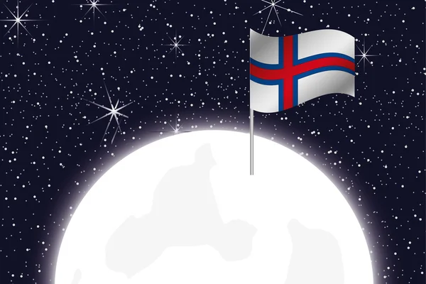 Moon Illustration with the Flag of Faroe Islands — ストック写真