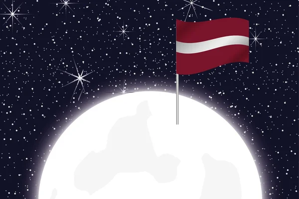 Ilustração da Lua com a Bandeira da Letónia — Fotografia de Stock