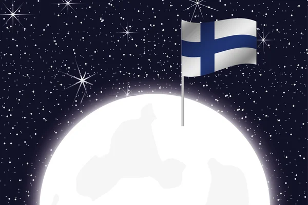 Ilustración de la Luna con la Bandera de Finlandia — Foto de Stock