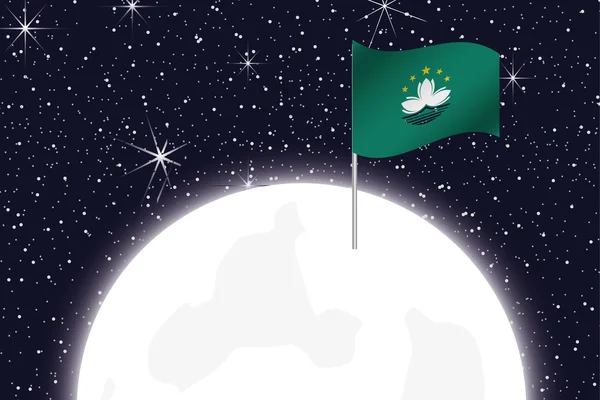 Moon Illustration with the Flag of Macau — Stockfoto