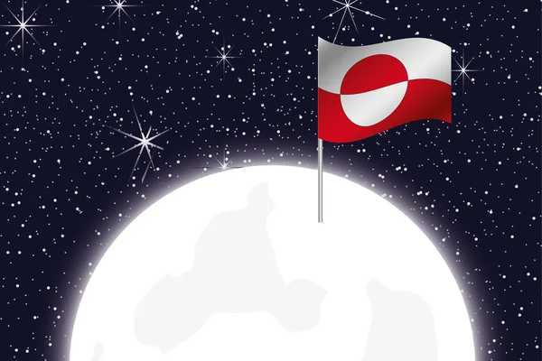 Ilustración de la Luna con la Bandera de Groenlandia — Foto de Stock