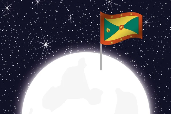 Moon Illustration with the Flag of Grenada — стокове фото