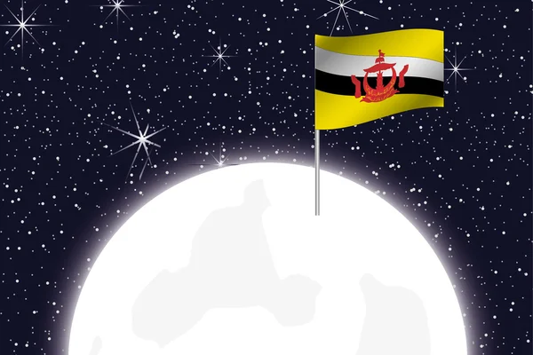 Moon Illustration with the Flag of Brunei — Stockfoto