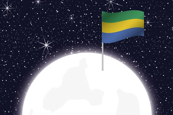 Moon Illustration with the Flag of Gabon — Stockfoto