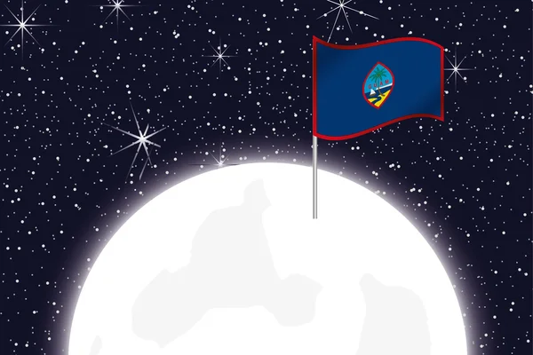 Ilustración de la Luna con la Bandera de Guam — Foto de Stock