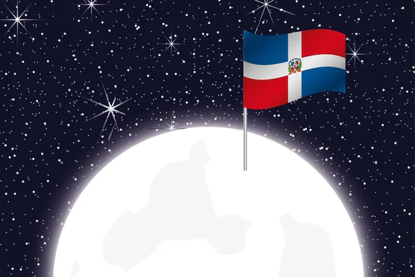 Moon Illustration with the Flag of Dominican Republic — Stockfoto