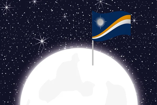 马绍尔群岛国旗与月亮图 — 图库照片