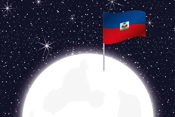 Moon Illustration with the Flag of Haiti — Stockfoto