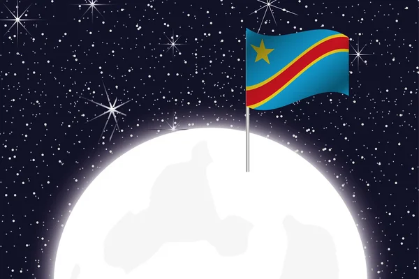 Moon Illustration with the Flag of Democratic Republic of Congo — Stockfoto