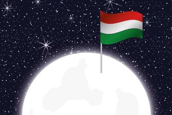 Moon Illustration with the Flag of Hungary — Stock fotografie