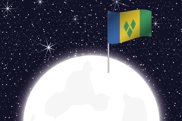 Moon Illustration with the Flag of Saint Vincents and the Grenad — Stock Fotó