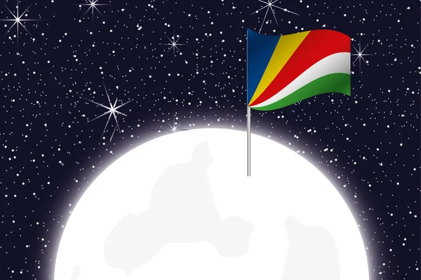 Afbeelding van de maan met de vlag van Seychellen — Stockfoto