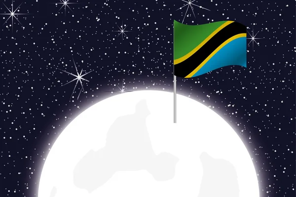 Illustration de la Lune avec le drapeau de Tanzanie — Photo