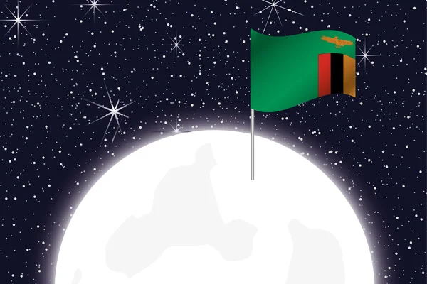 Ilustración de la Luna con la Bandera de Zambia —  Fotos de Stock