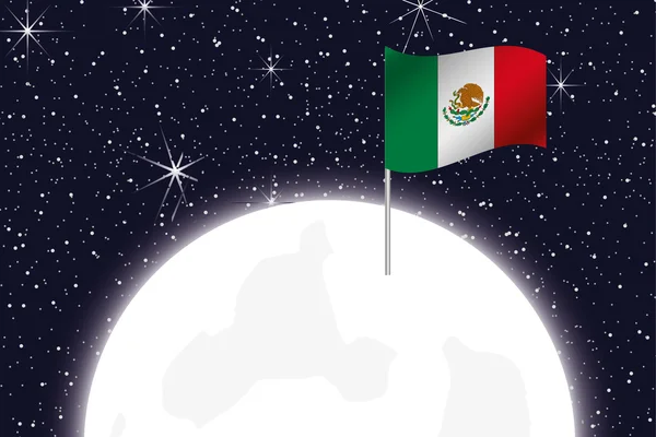 Ilustración de la Luna con la Bandera de México —  Fotos de Stock