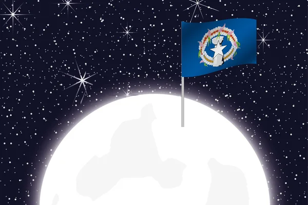 Afbeelding van de maan met de vlag van Marianen — Stockfoto