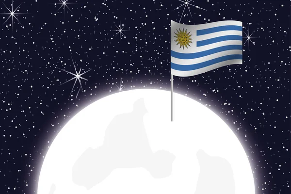 Ilustración de la Luna con la bandera de Uruguay — Foto de Stock